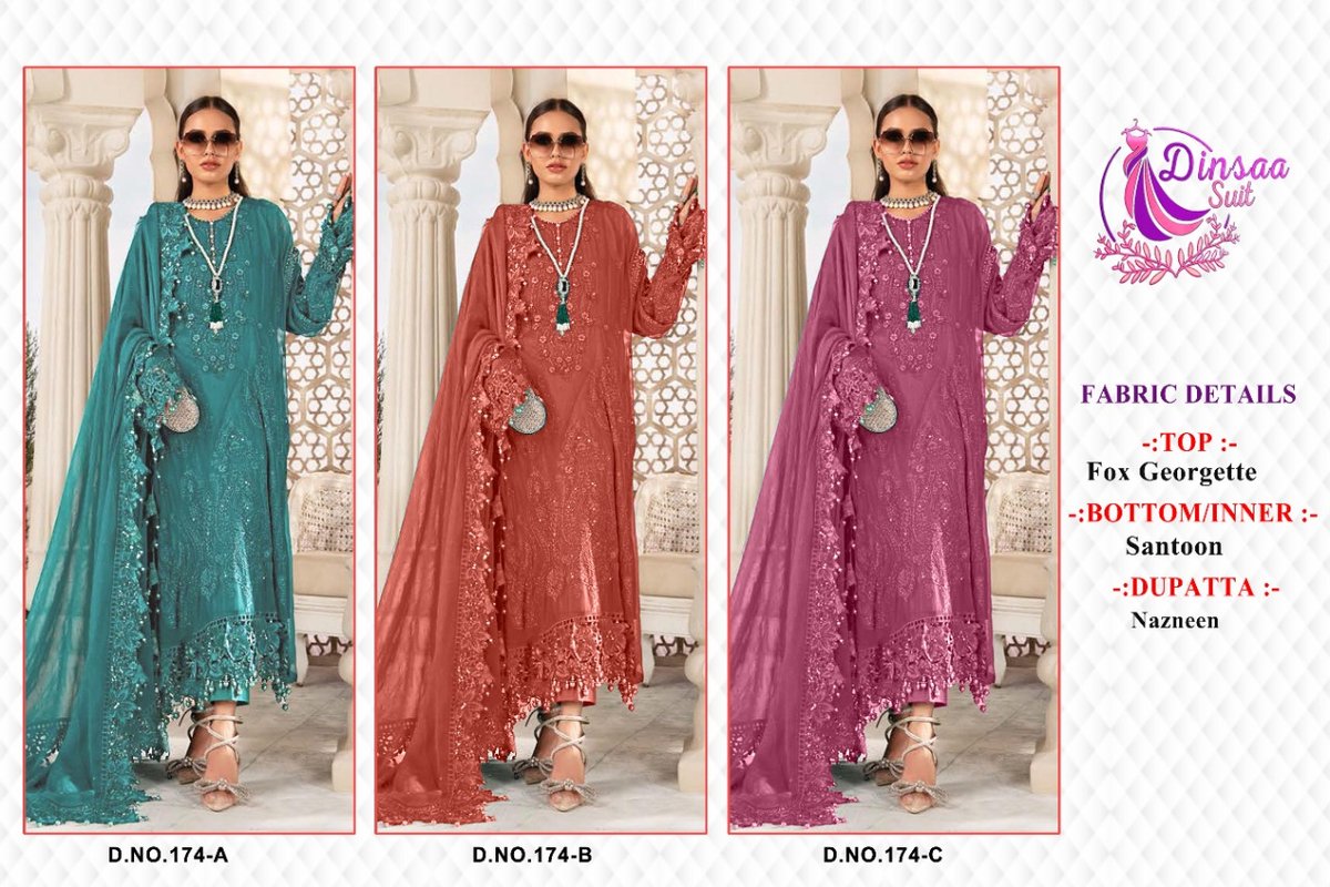 Dinsaa Suit Maria B 174 Colors 4