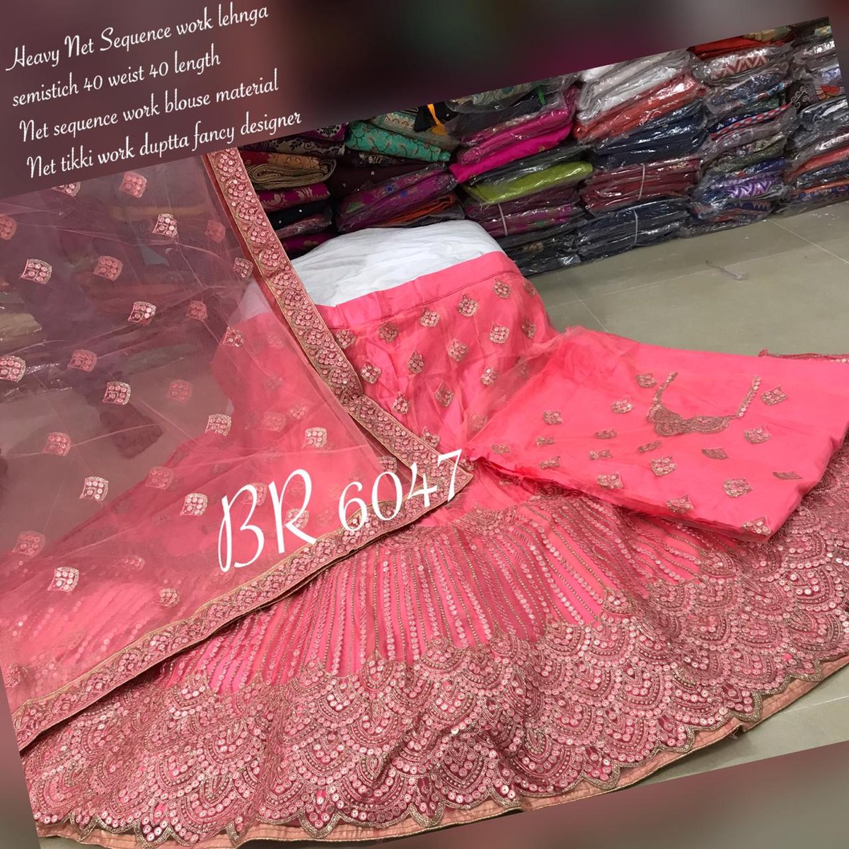 BR Designer Net Sequence Work Lehenga BR-6047 Colors 4