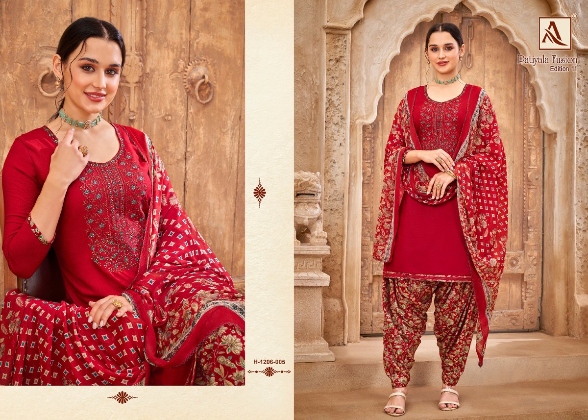 Alok Suit Patiyala Fusion Edition Vol-11 1206-001 to 1206-008 Series 5
