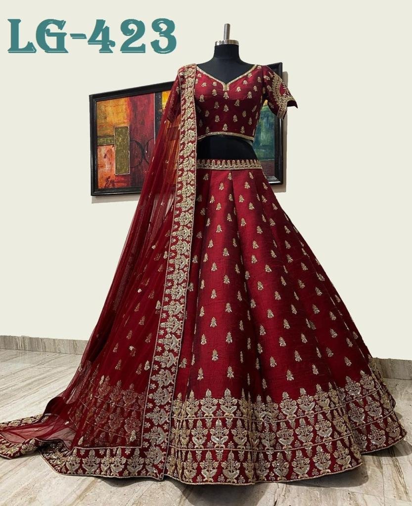 Bollywood  Designer Maroon Lehenga LG-423 Design 1