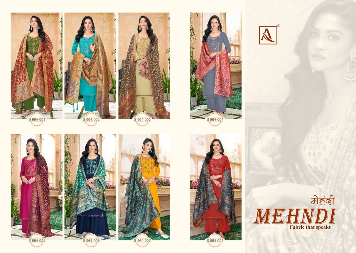 Alok Suit Mehndi 964-001 to 964-008 Series 9
