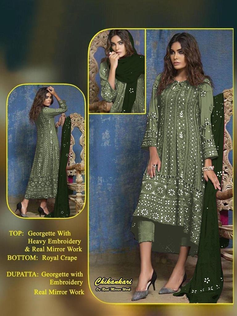 Chikankari Mirror Work Designer Suits Colors 3