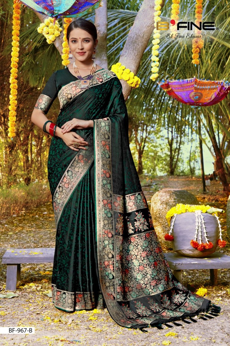 B Fine Saree Satin Silk Vol-2 BF-967 Colors 2