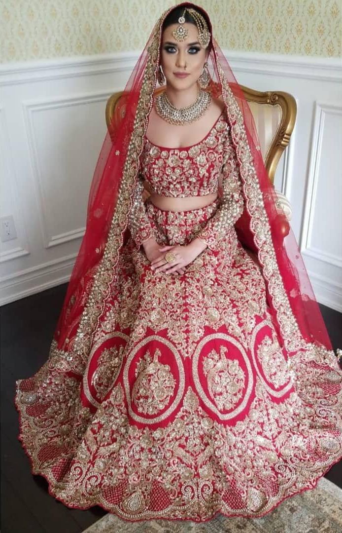 DJ Bridal Red Lehenga DJ-136 Design 1