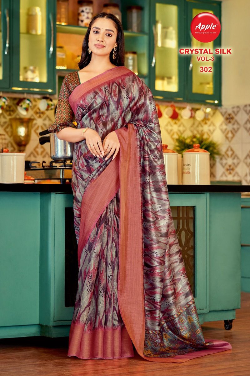 Apple Saree Crystal Silk Vol-3 301-308 Series 2