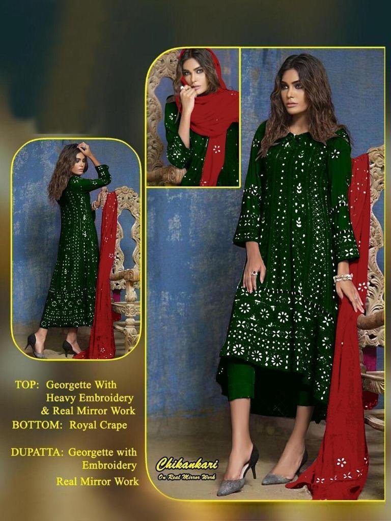 Chikankari Mirror Work Designer Suits Colors 5