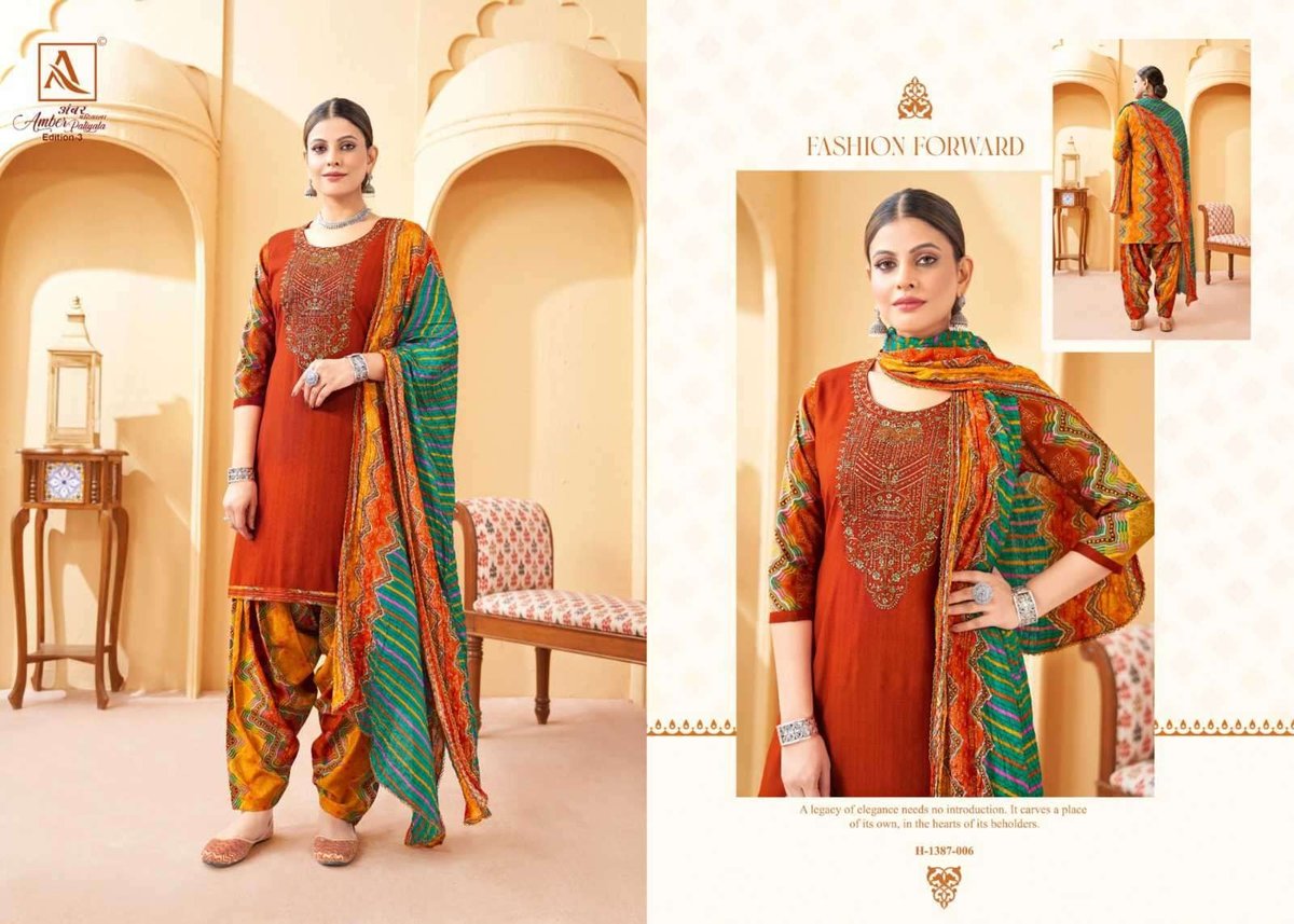 Alok Suit Amber Patiyala Edition Vol-3 1387-001 to 1387-008 Series 6
