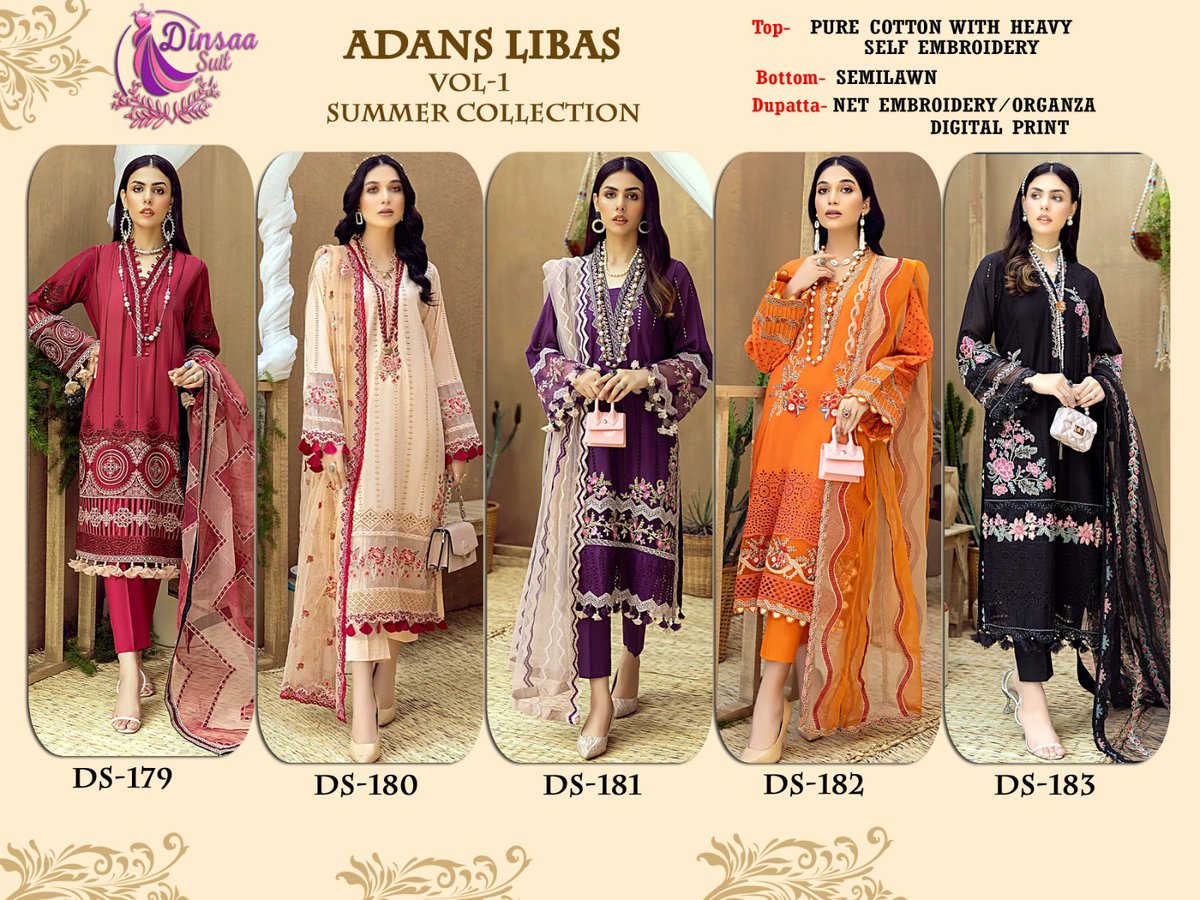 Dinsaa Suit Adans Libas Vol-1 Summer Collection DS-179 to DS-183 Series 6