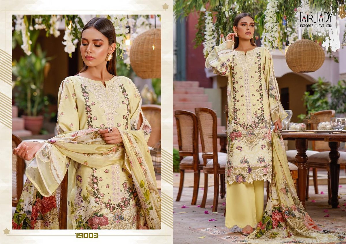 Fairlady Baroque Luxury Lawn Collection 19001-19007 Series 3