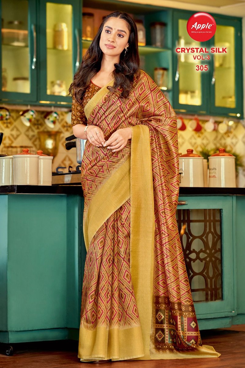 Apple Saree Crystal Silk Vol-3 301-308 Series 5