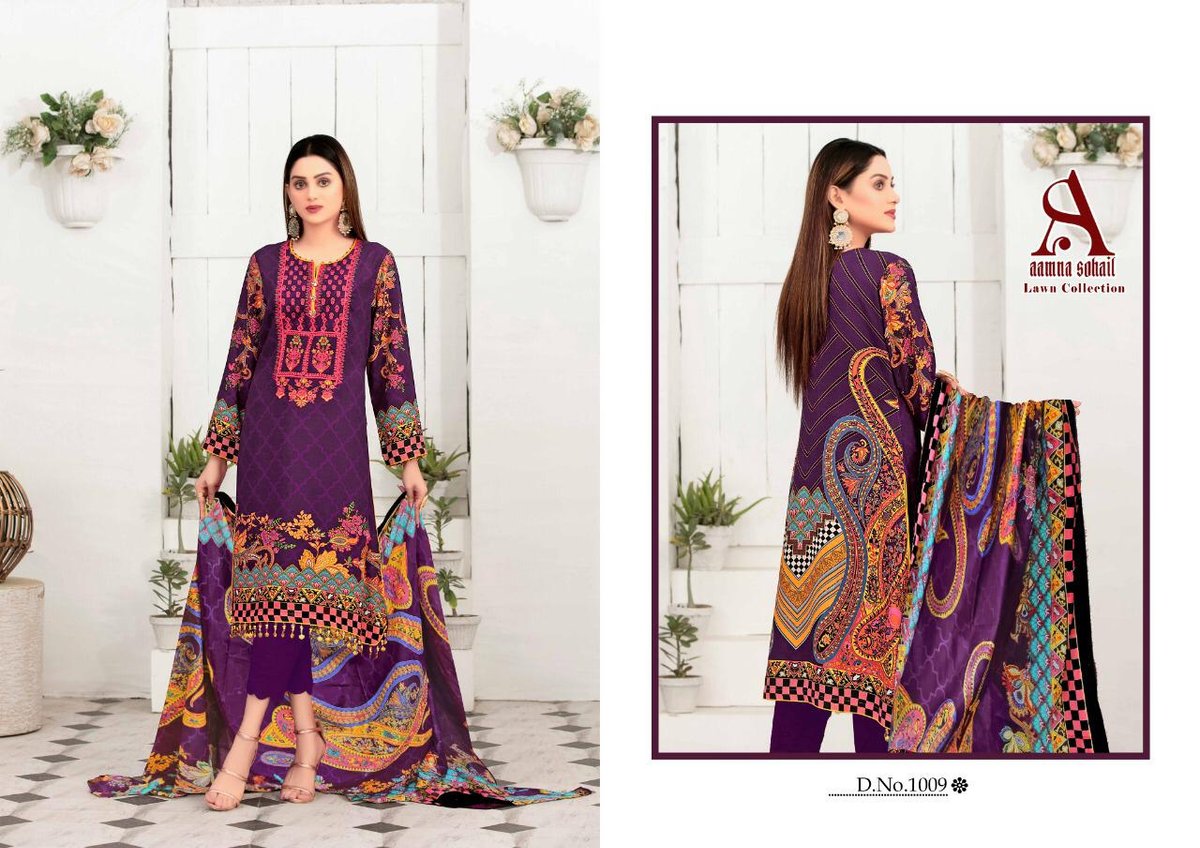 Aamna Sohail Lawn Collection 1001-1010 Series 9