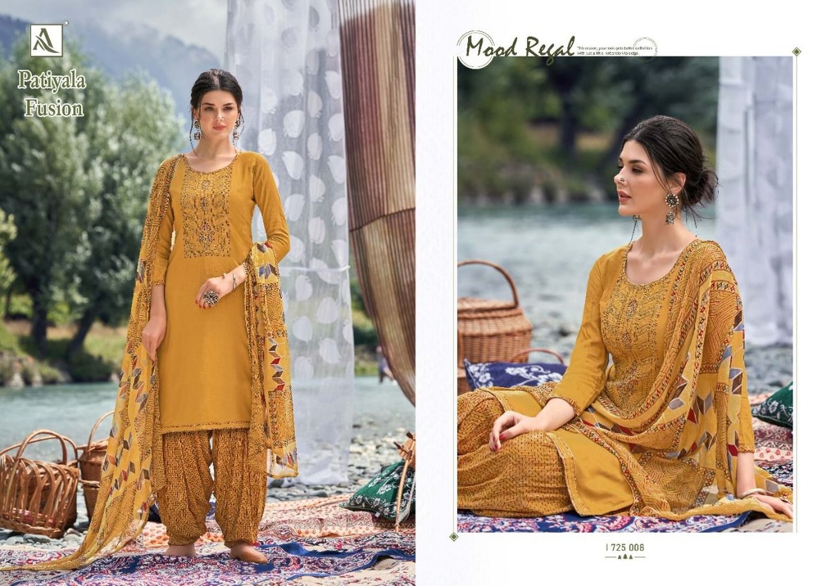 Alok Suits Patiyala Fusion 1725-001 to 1725-010 Series 8