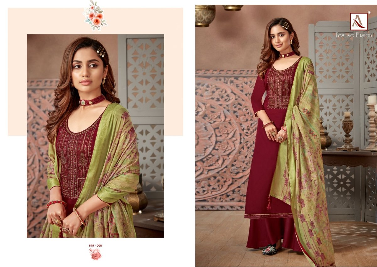 Alok Suits Festive Fusion 575-001 to 575-008 Series 8