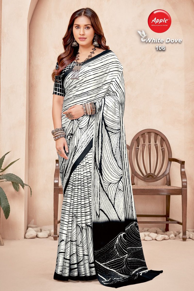 Apple Saree White Dove 101-108 Series 6
