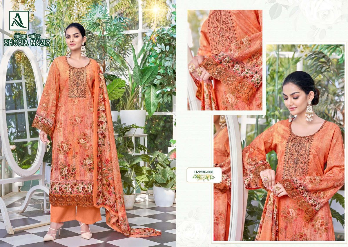 Alok Suit Shobia Nazir Lawn Collection 1236-001 to 1236-010 Series 8