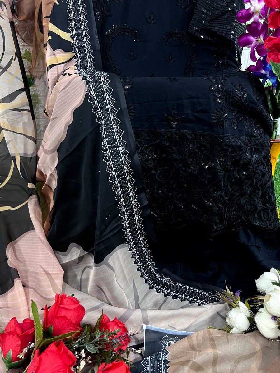 Dinsaa Suit Super Hit Black 227 Design 3