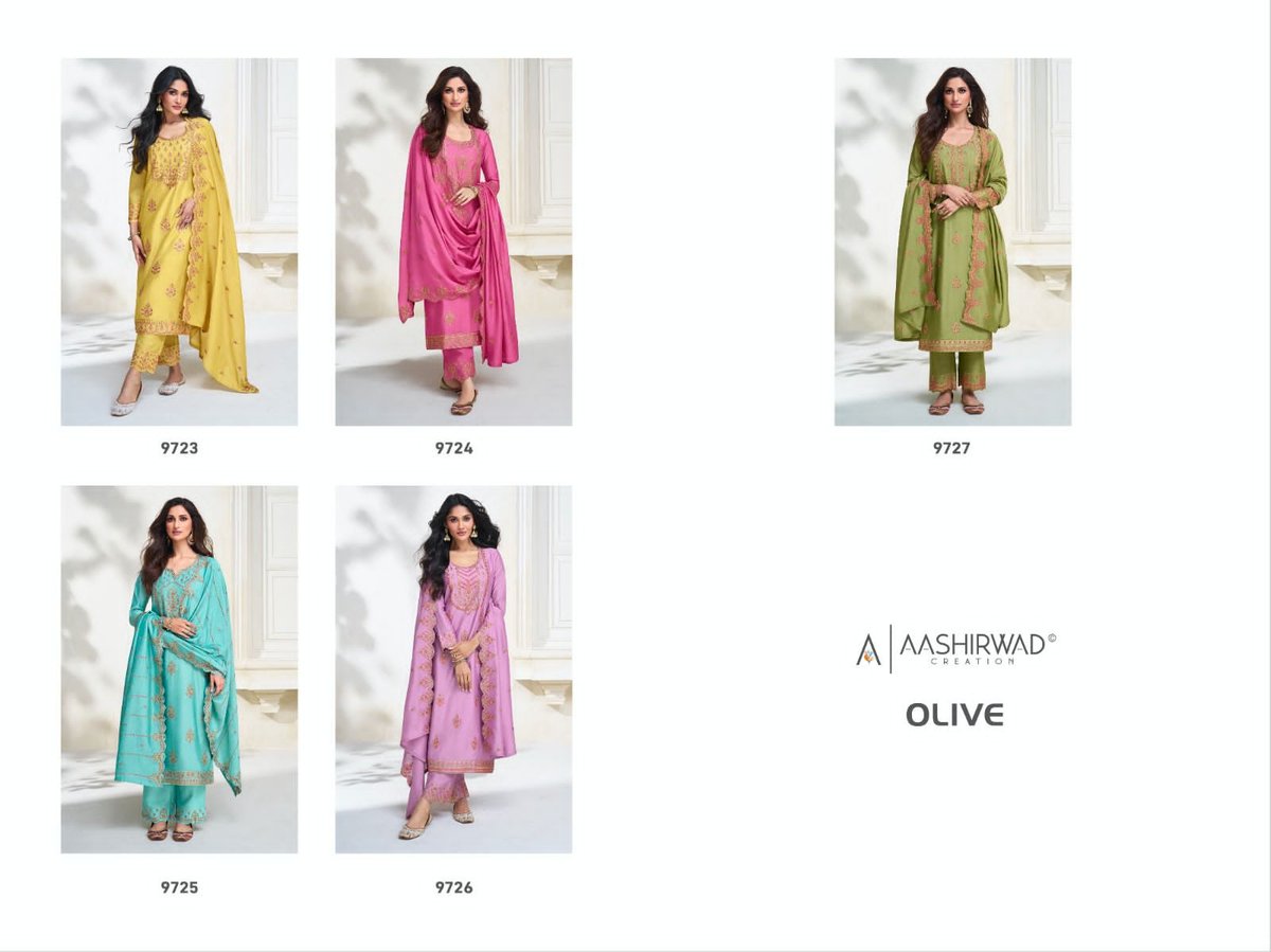 Aashirwad Creation Gulkand Olive 9723-9727 Series 6