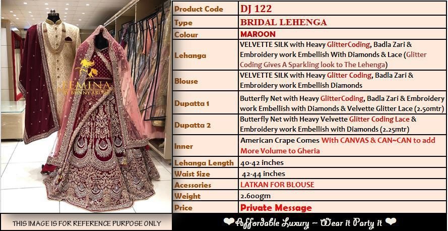 DJ Bridal Maroon Lehenga DJ-122 Design 4