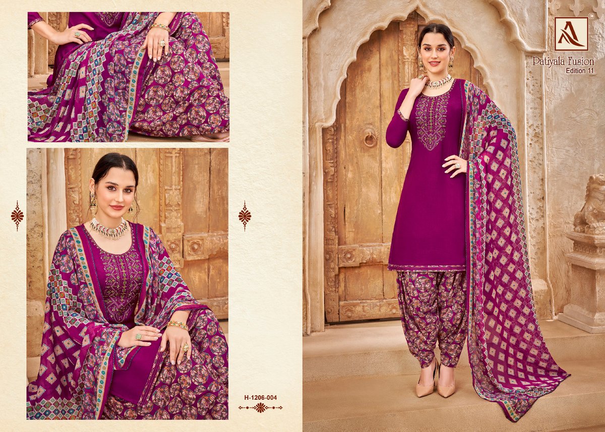Alok Suit Patiyala Fusion Edition Vol-11 1206-001 to 1206-008 Series 4