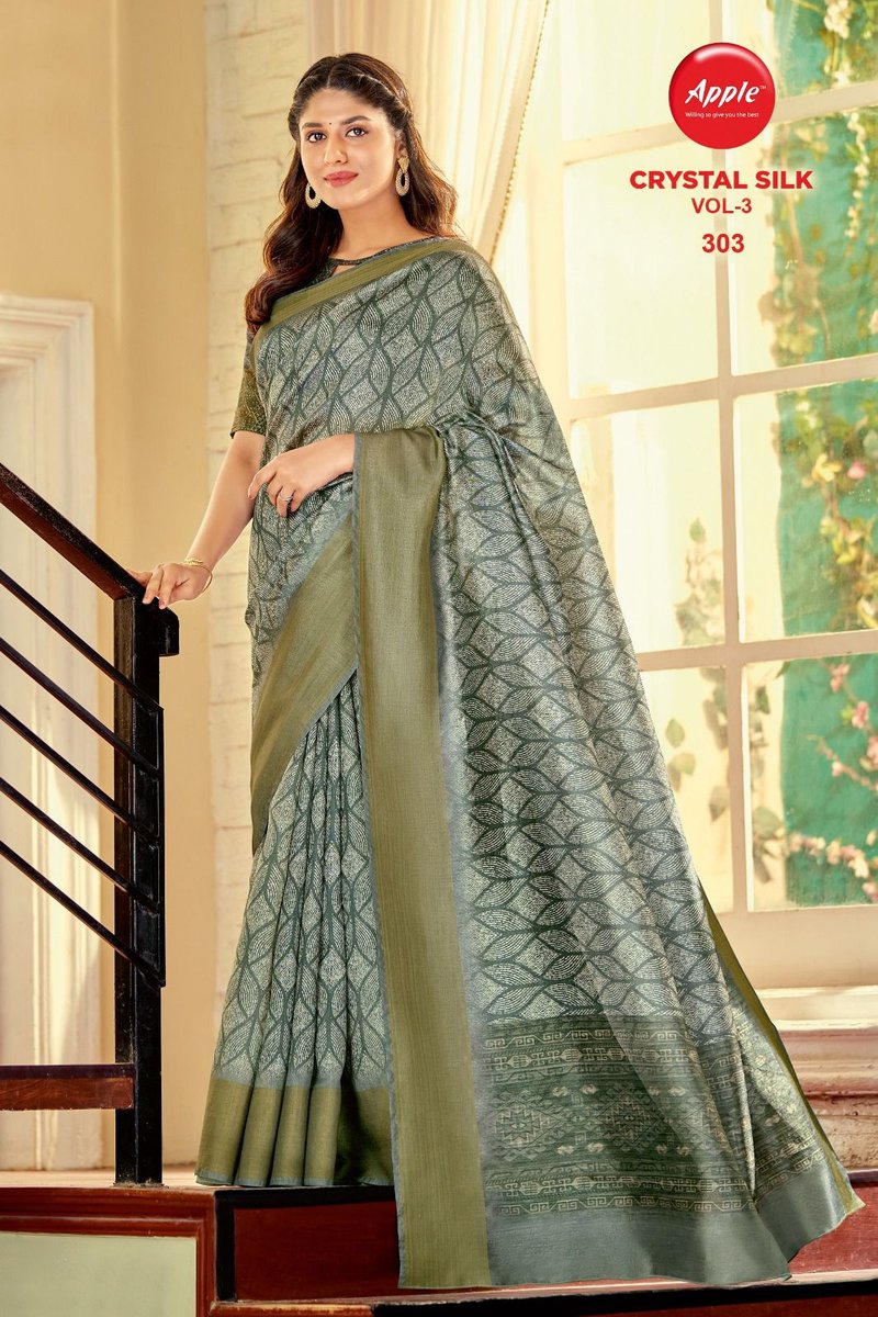 Apple Saree Crystal Silk Vol-3 301-308 Series 3