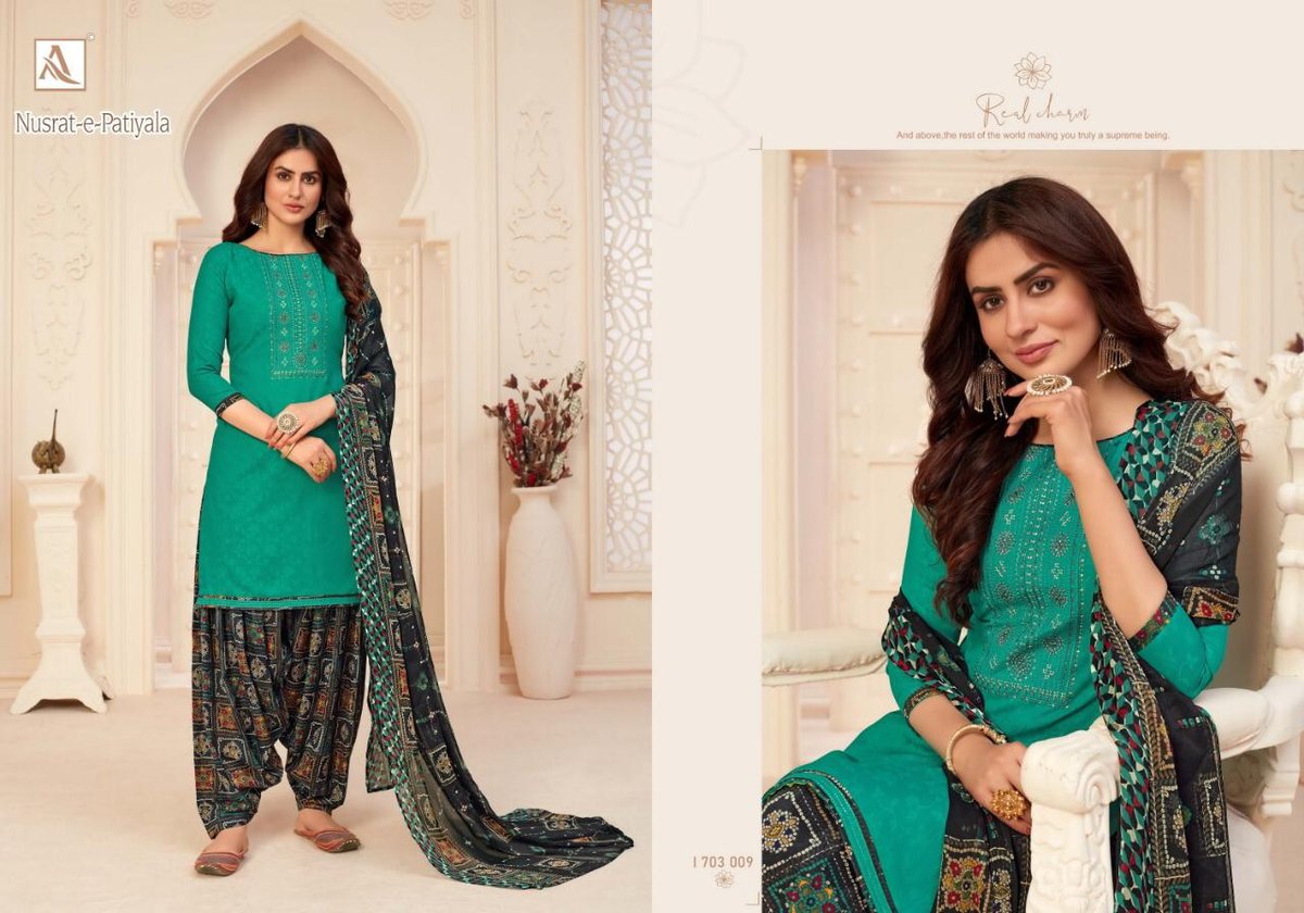 Alok Suits Nusrat E Patiyala 703-001 to 703-010 Series 9