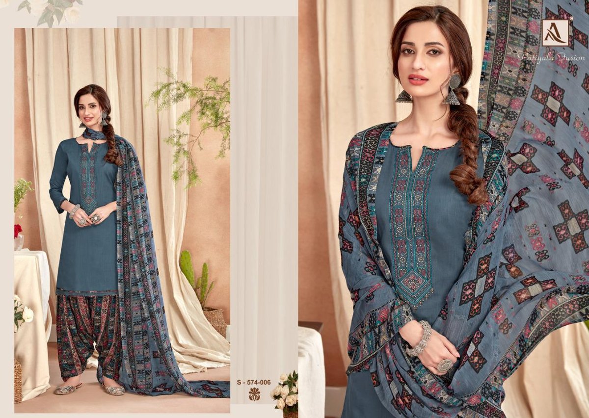 Alok Suits Patiyala Fusion 574-001 to 574-010 Series 6