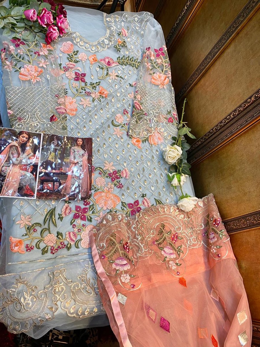 Alif Fashion Sidra Butterfly Net Fabric Suit 3
