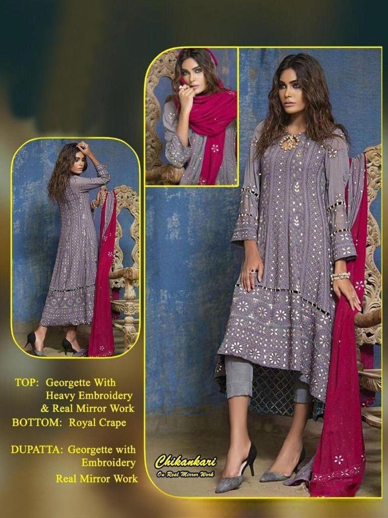 Chikankari Mirror Work Designer Suits Colors 10