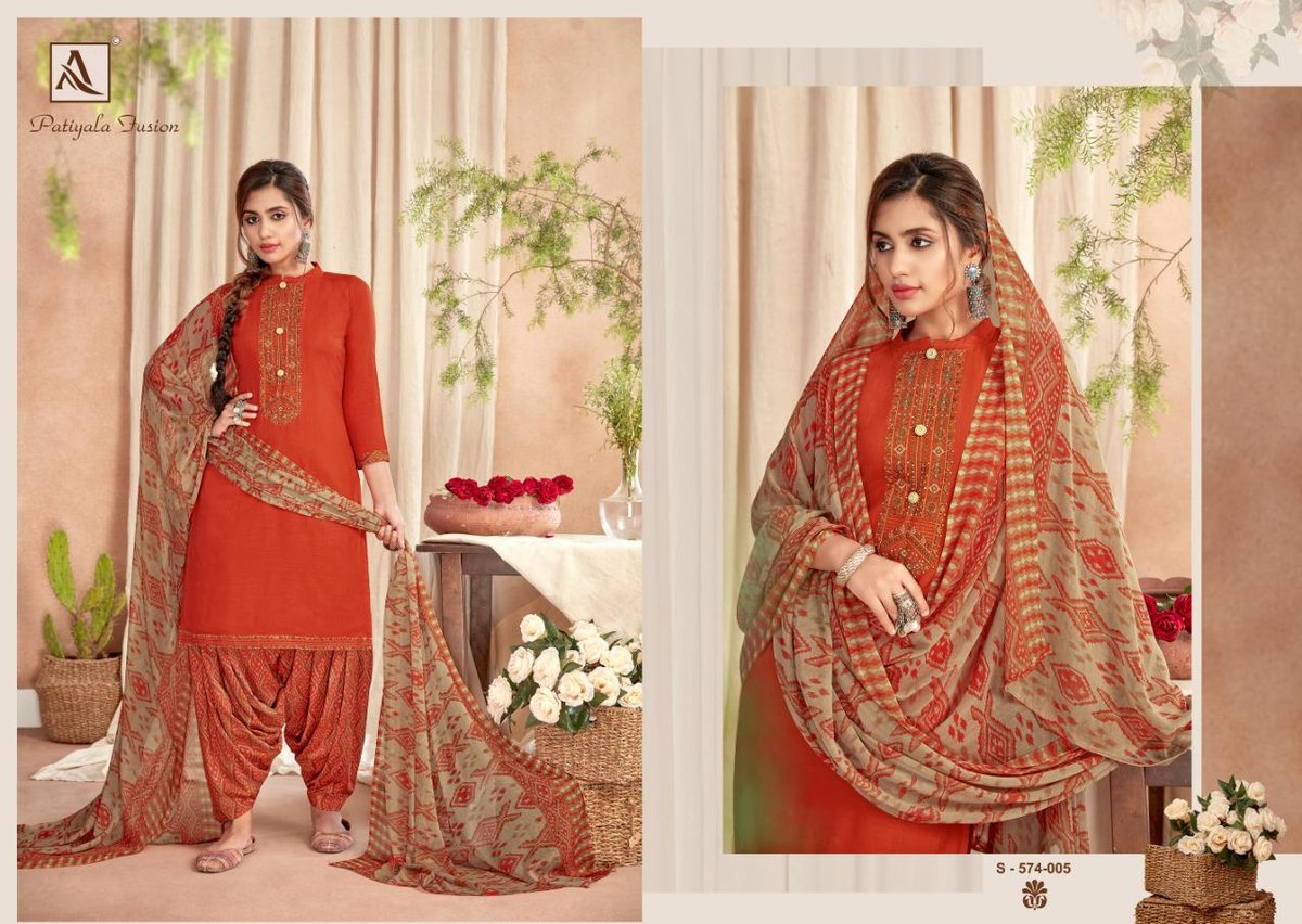 Alok Suits Patiyala Fusion 574-001 to 574-010 Series 5
