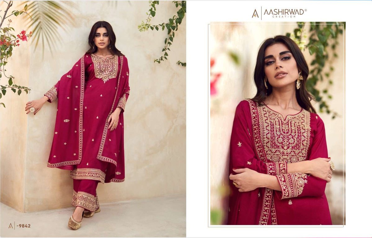 Aashirwad Creation Gulkand Rang 9839-9843 Series 4