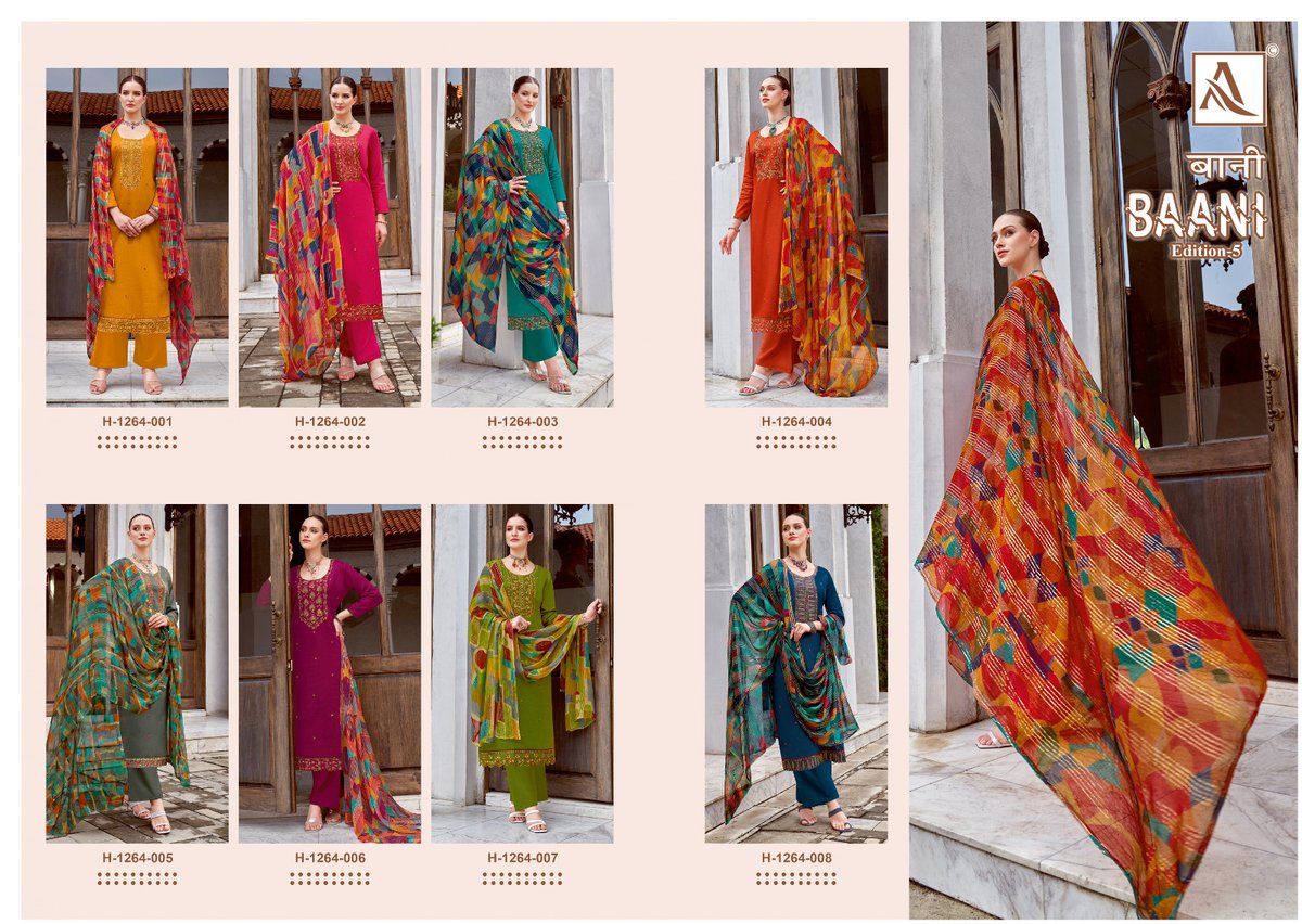 Alok Suit Baani Edition Vol-5 1264-001 to 1264-008 Series 9