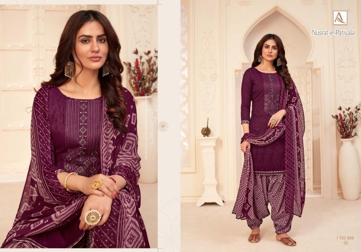 Alok Suits Nusrat E Patiyala 703-001 to 703-010 Series 8