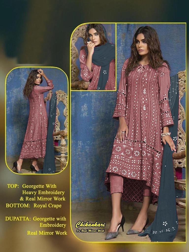 Chikankari Mirror Work Designer Suits Colors 4