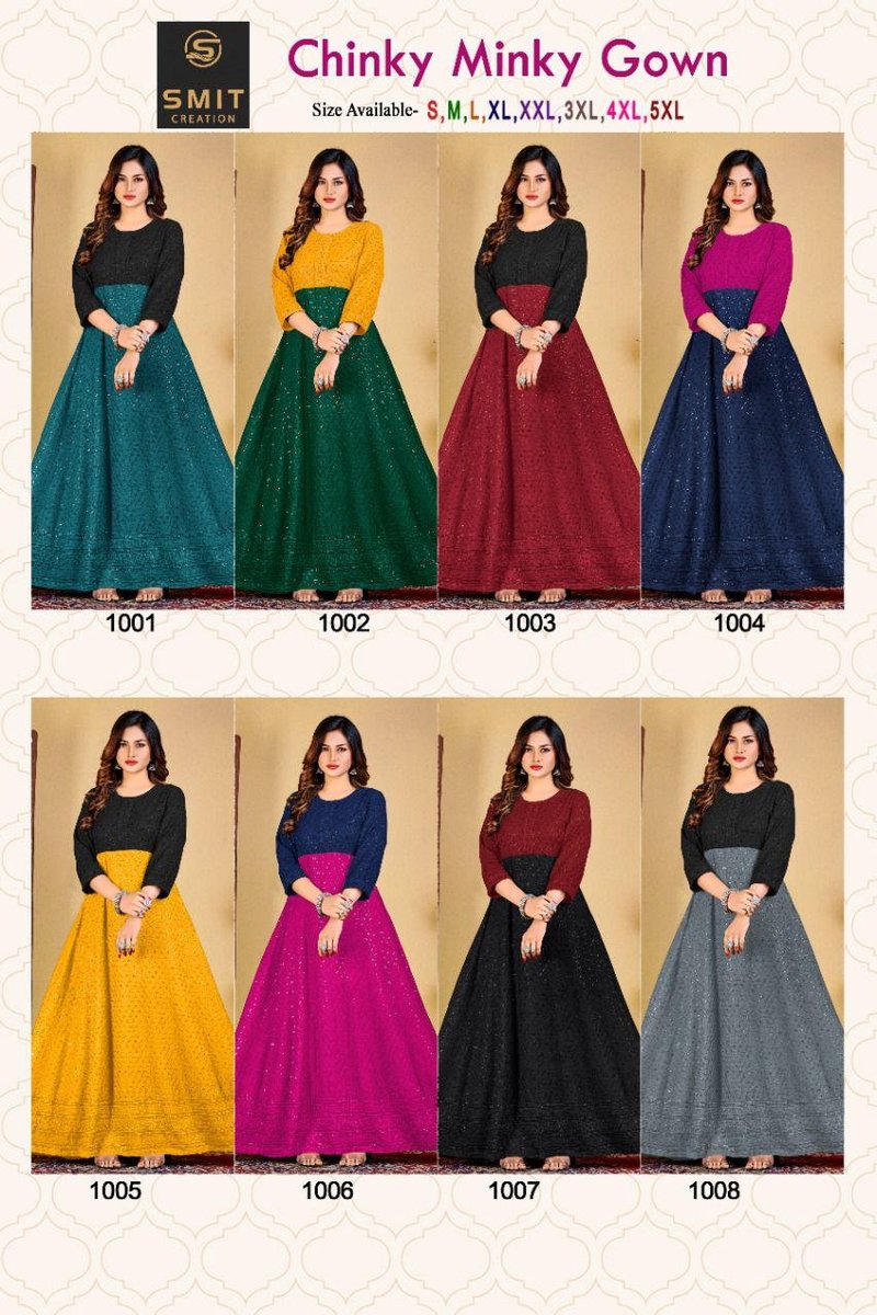 Poonam Designer Chinky Minky Gown 1001-1008 Series 9