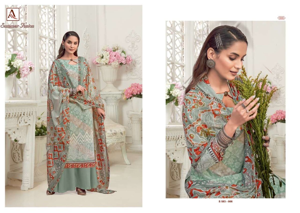 Alok Suits Summer Fusion 583-001 To 583-010 Series 6
