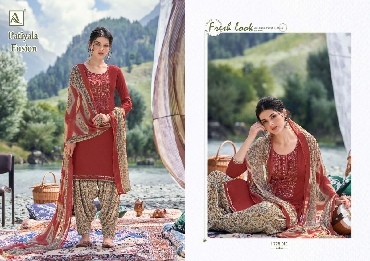 Alok Suits Patiyala Fusion 1725-001 to 1725-010 Series 10