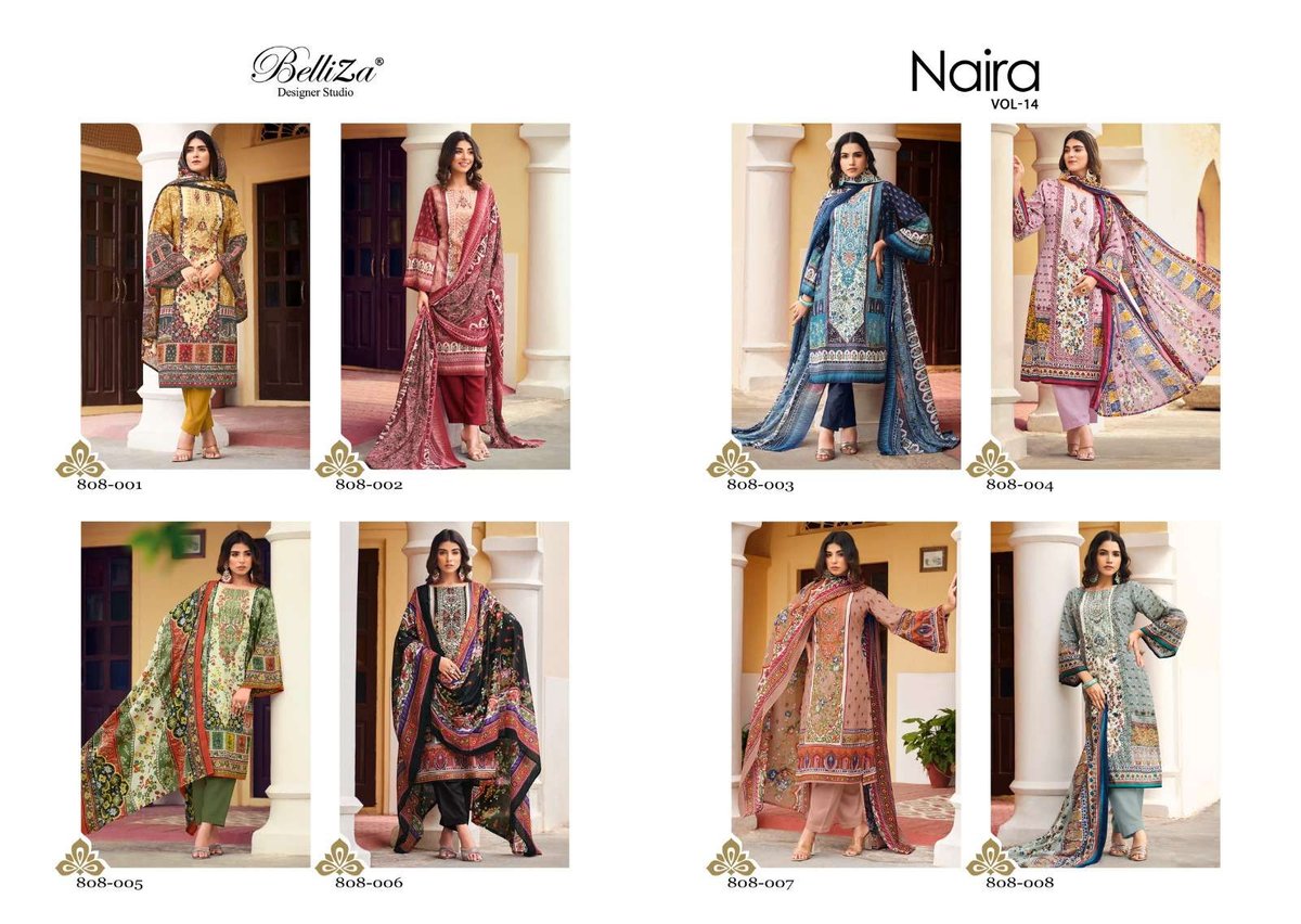 Belliza Designer Naira Vol-14 808-001 to 808-008 Series 9
