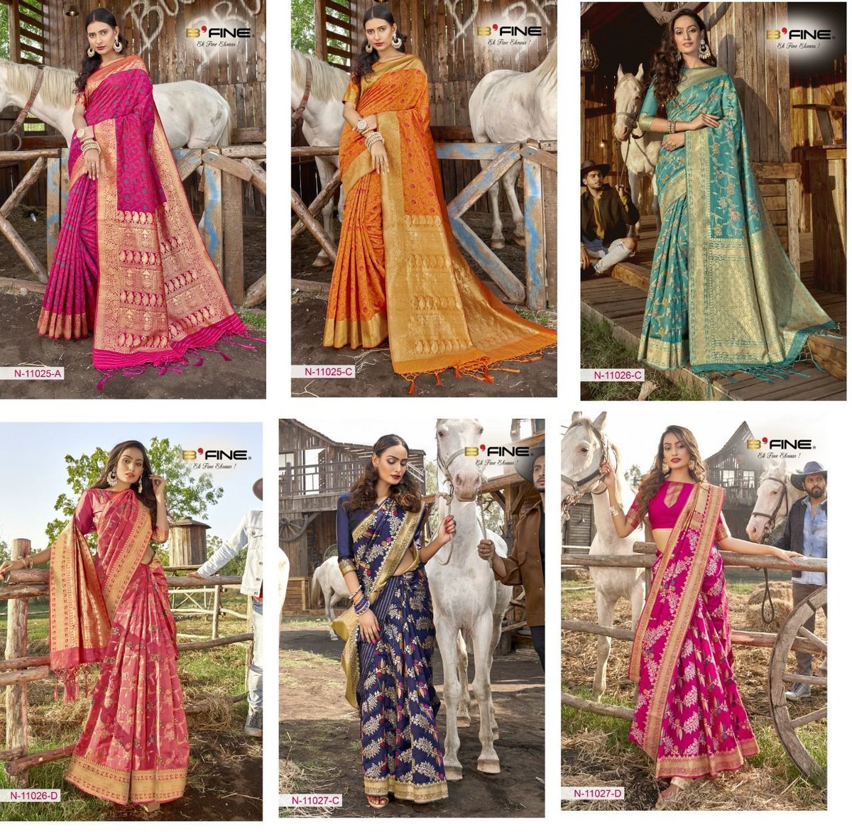 B Fine Saree Art Of Zari 11025-11027 Colors 7