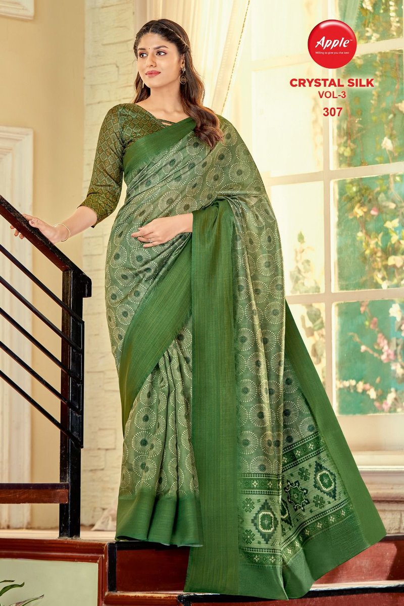 Apple Saree Crystal Silk Vol-3 301-308 Series 7