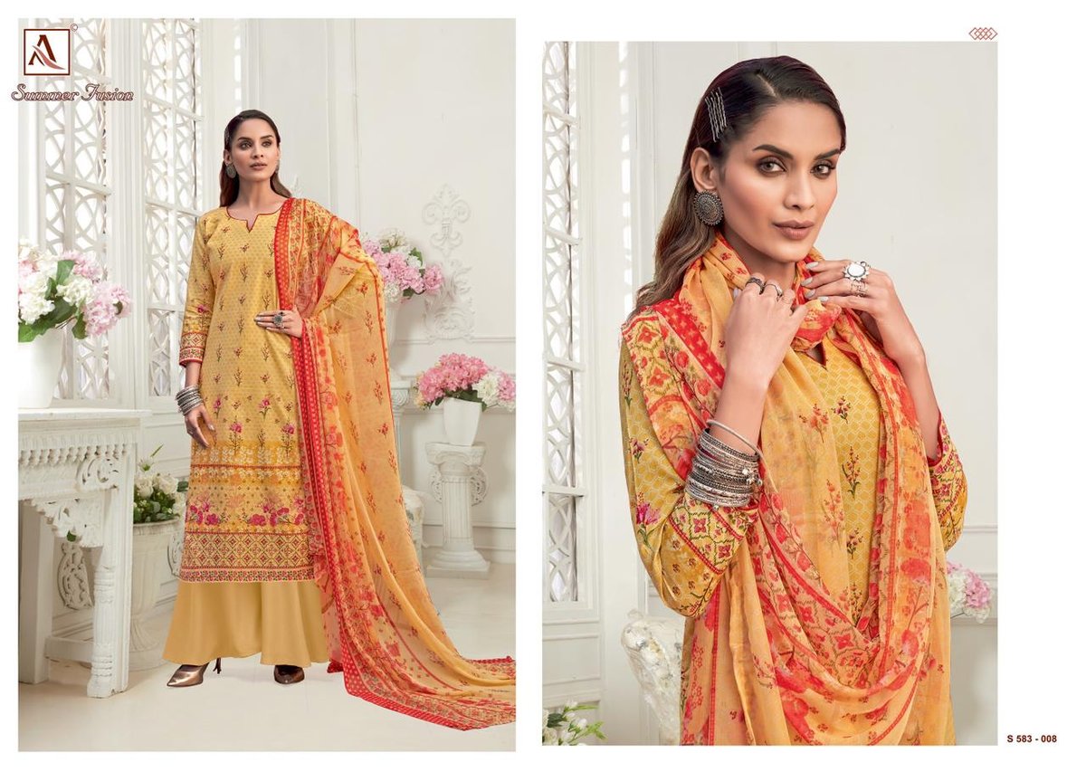 Alok Suits Summer Fusion 583-001 To 583-010 Series 8