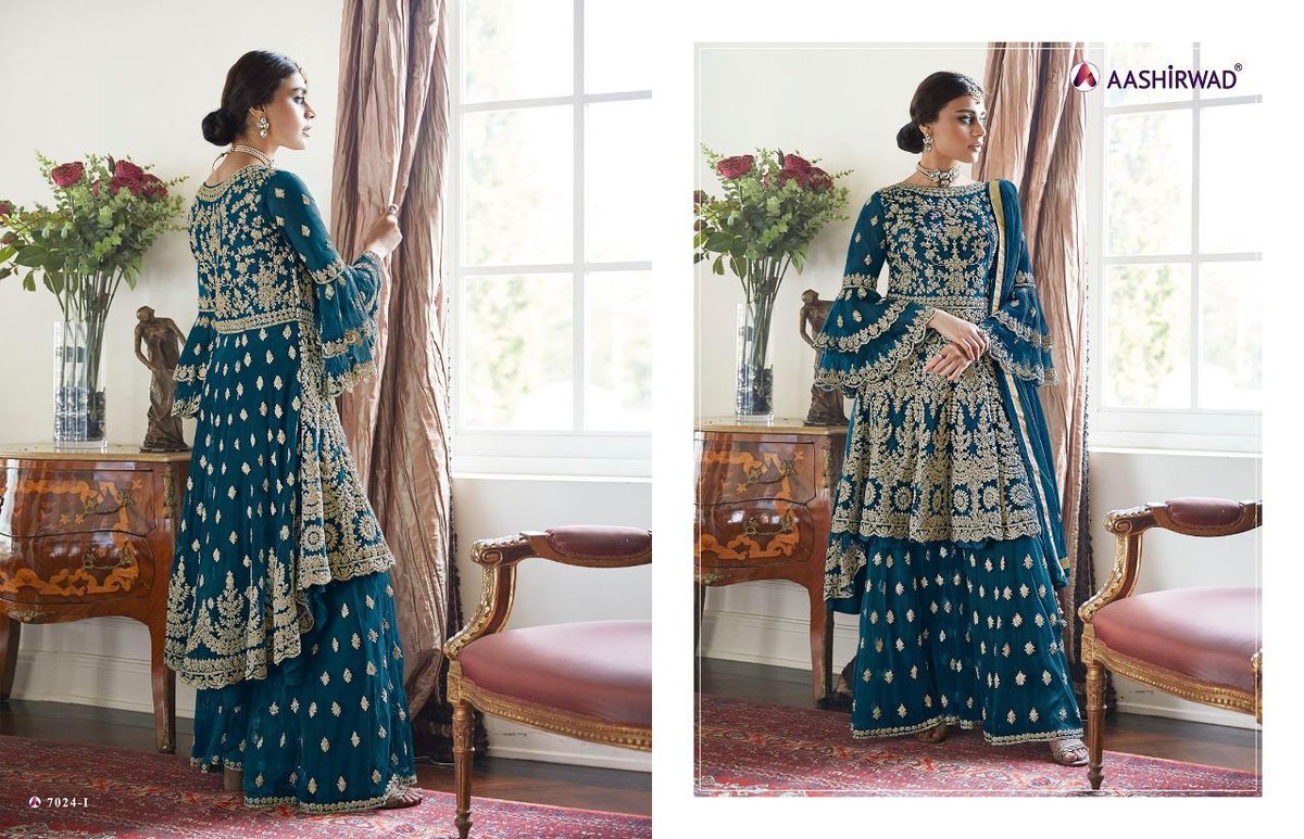 Aashirwad Creation Premium Sharara Gold 7024 New Colors 4