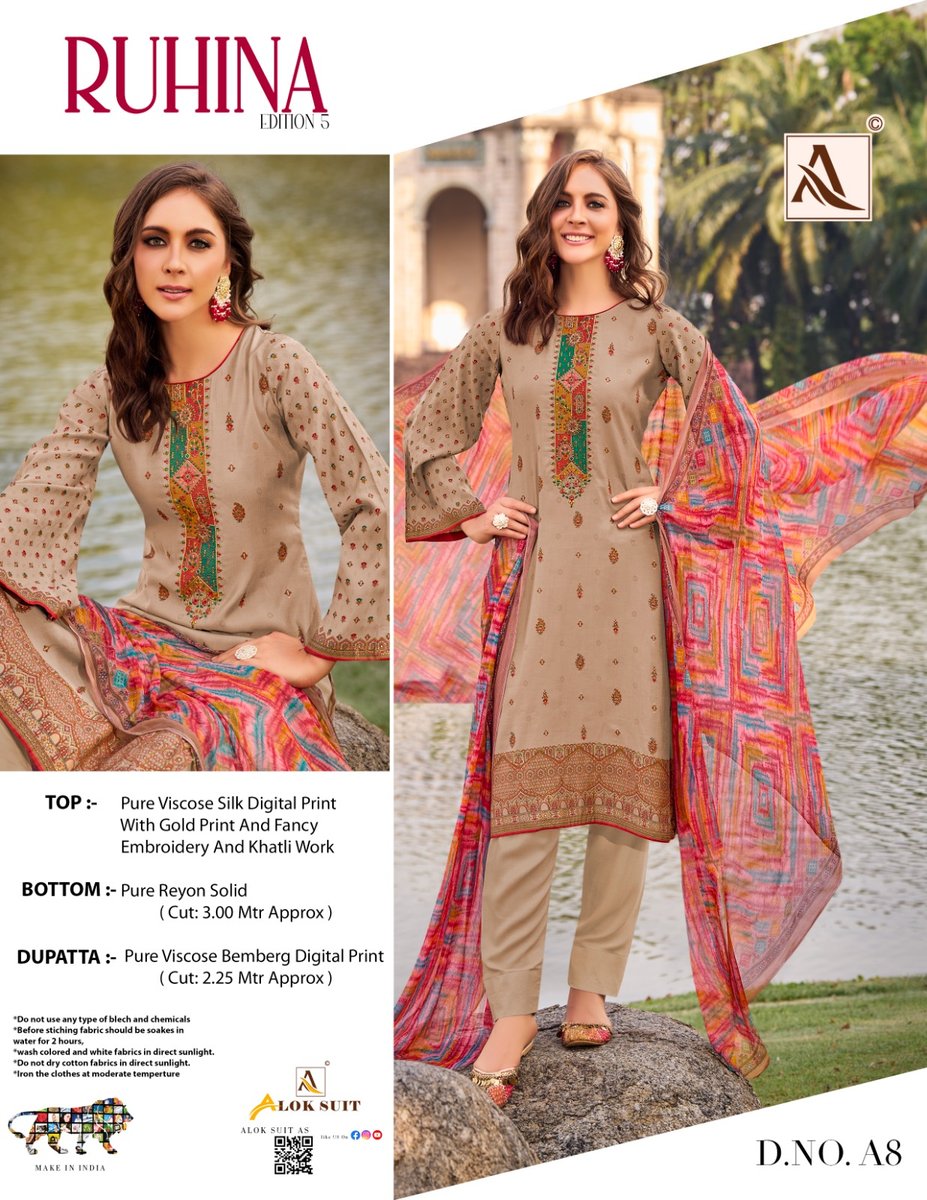 Alok Suit Ruhina Vol-5 A1 to A8 Series 8