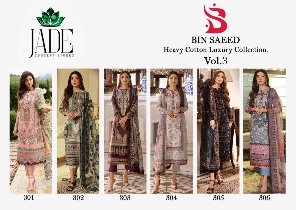 JADE BIN SAEED HEAVY COTTON LUXURY COLLECTION VOL-3 301 TO 306 7