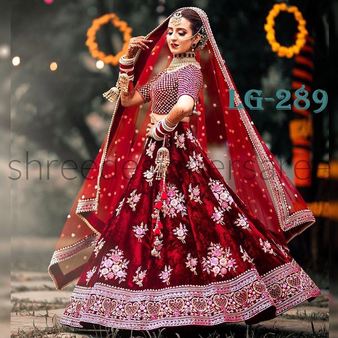 Designer Bridal Maroon Lehenga Choli LG-289 2