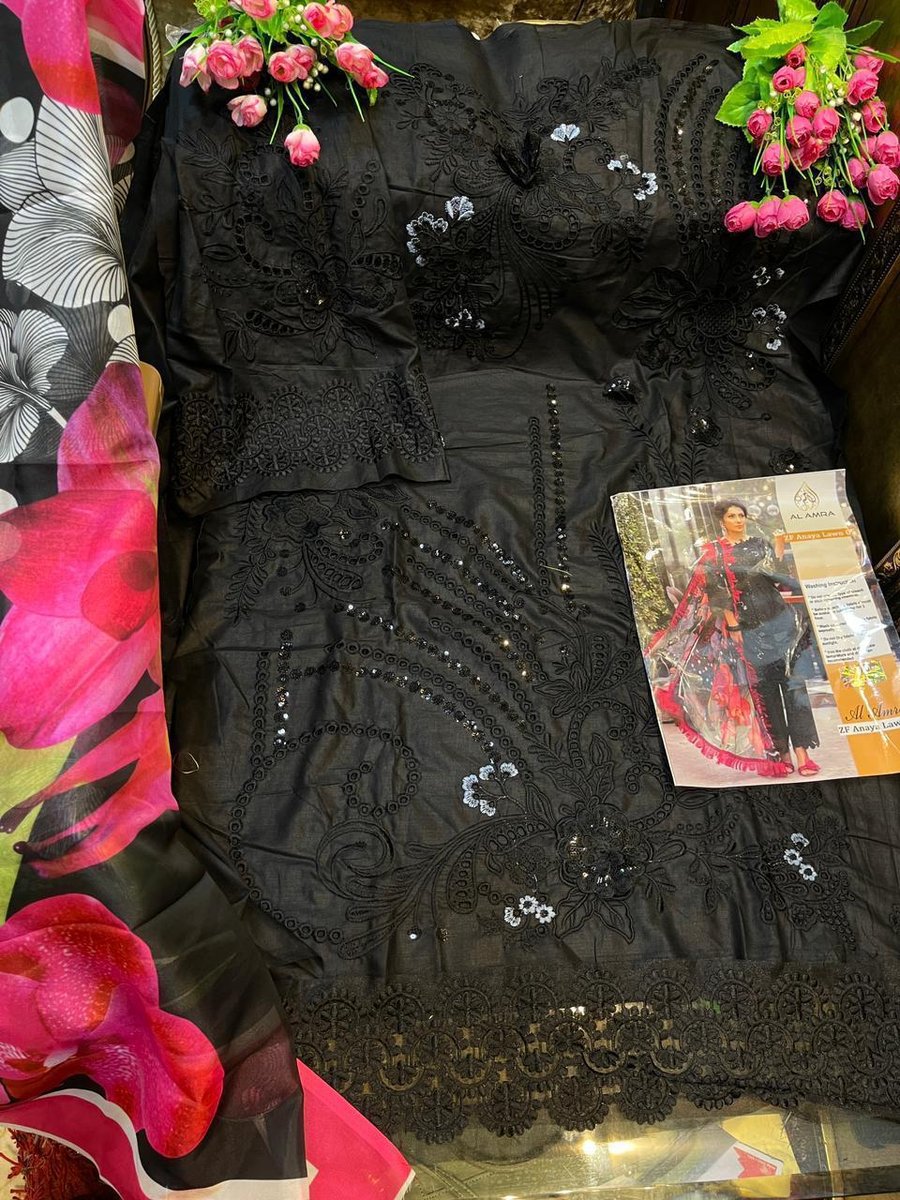 AL Amra Aanaya Lawn ZF 05 Black Dress 2