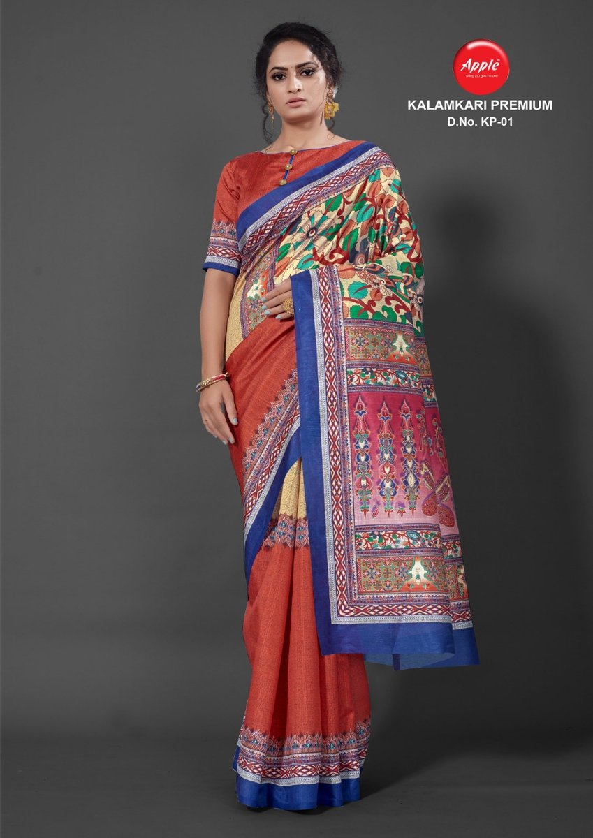 Apple Saree Kalamkari Premium KP-01 to KP-12  Series 1