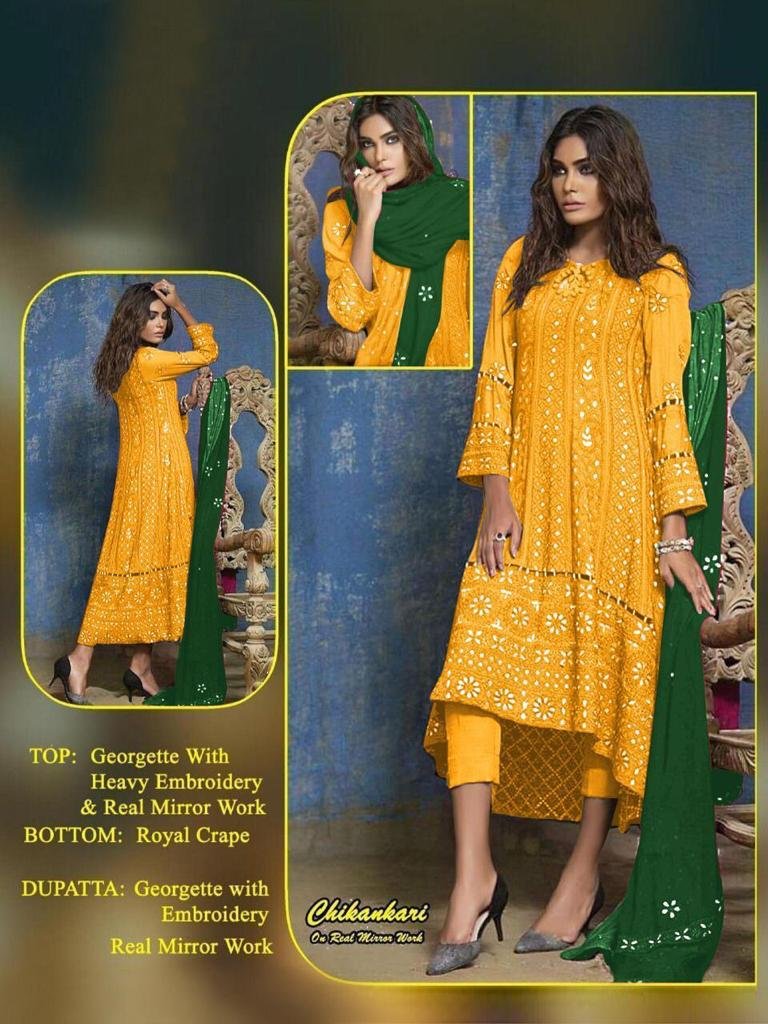 Chikankari Mirror Work Designer Suits Colors 6