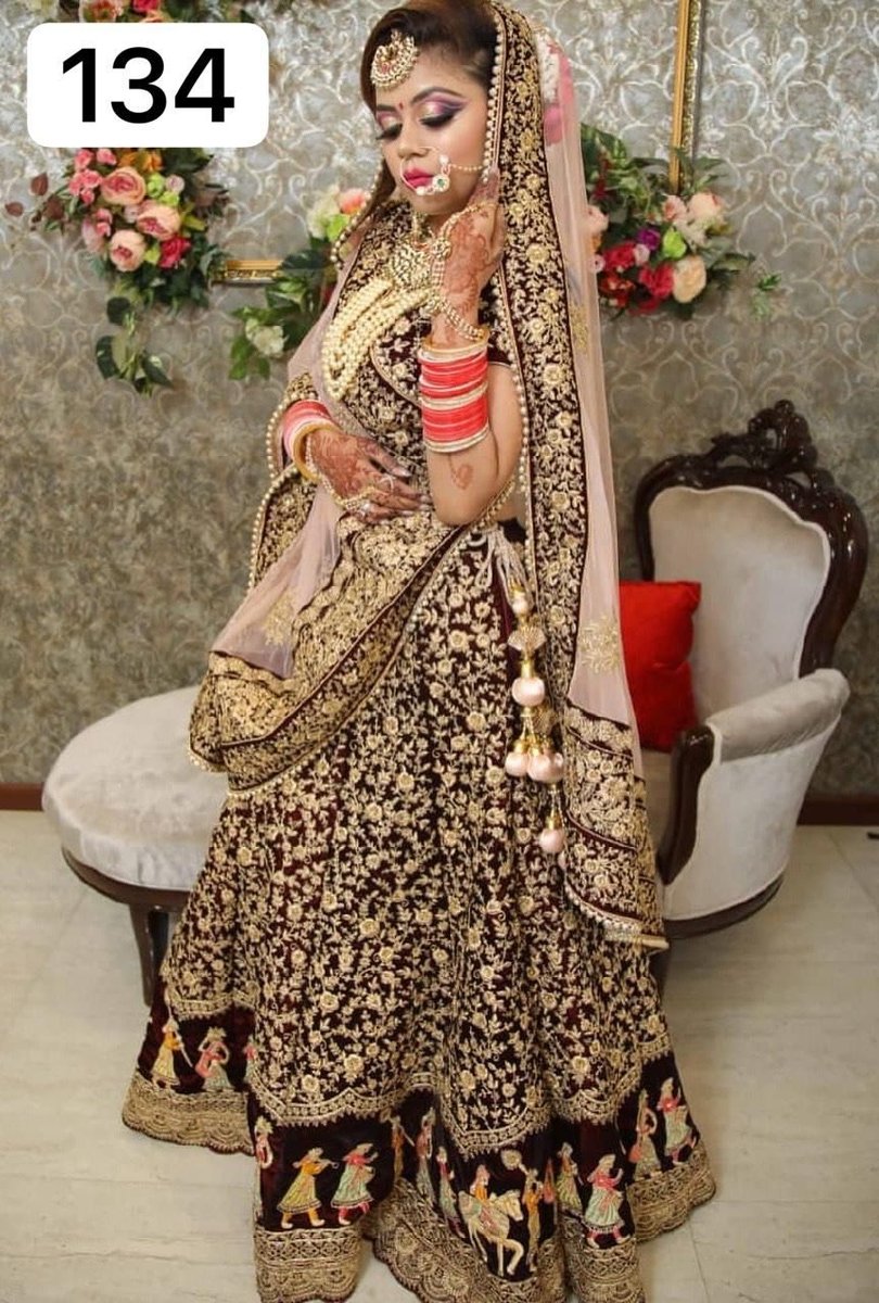 DJ Bridal Designer Maroon Lehenga DJ-134 Design 1