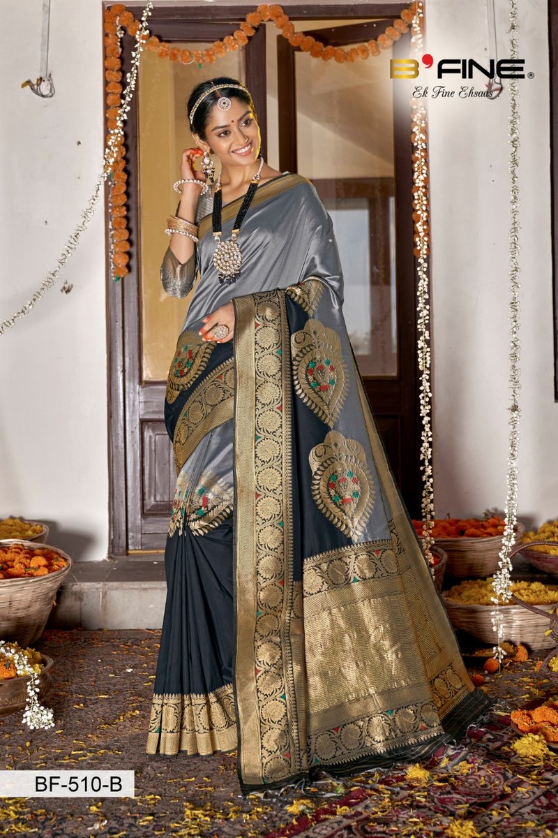 B Fine Saree Parampara BF-509 to BF-511 Colors 6