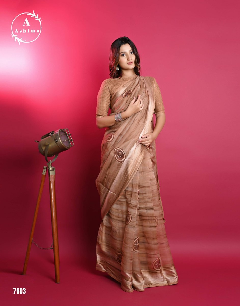 Ashima Orange Organza 7601-7608 Series 3